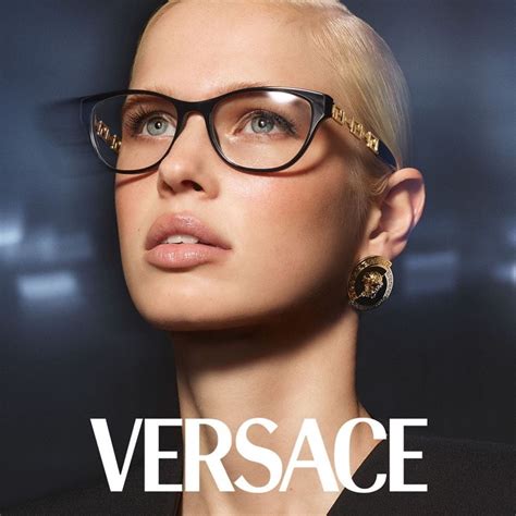 versace vision glasses with versace on the side|clear Versace glasses on face.